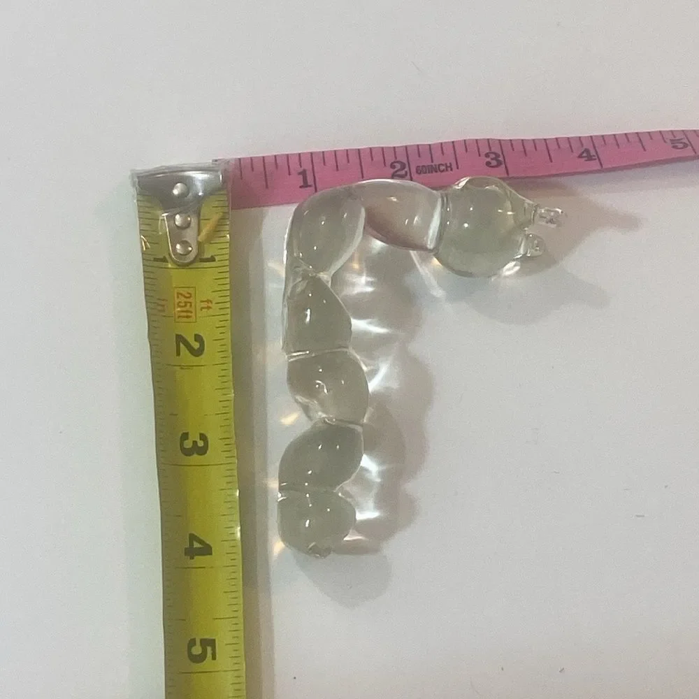 VTG, Hand Sculpted Clear Glass Cristal Caterpillar Figurine Reptile Decor-Clear